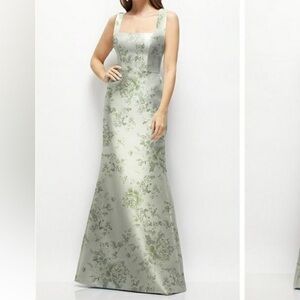 Dessy Collection Fit and Flare Maxi Dress - Sage Cottage Rose